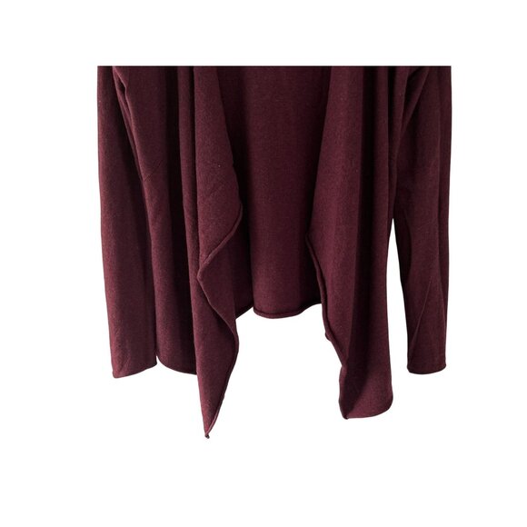 Zadig & Voltaire Wool Cashmere Cardigan Open Front High Low Burgundy Suede Detai - Picture 3 of 7